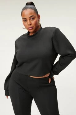 GA-SALE SCUBA CROP MOCK NECK | BLACK001