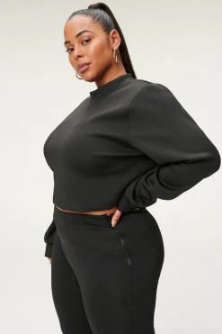 GA-SALE SCUBA CROP MOCK NECK | BLACK001