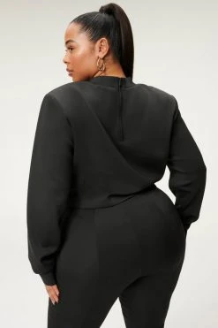 GA-SALE SCUBA CROP MOCK NECK | BLACK001