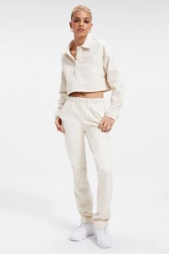 GA-SALE Tops CROPPED FLEECE POLO | BONE001