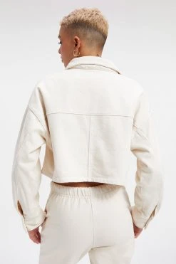 GA-SALE Tops CROPPED FLEECE POLO | BONE001