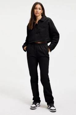 GA-SALE CROPPED FLEECE POLO | BLACK001