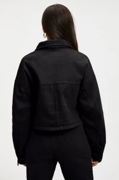 GA-SALE CROPPED FLEECE POLO | BLACK001