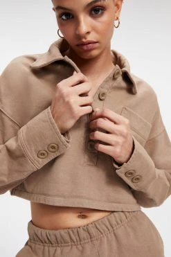 GA-SALE Sweats CROPPED FLEECE POLO | PUTTY001