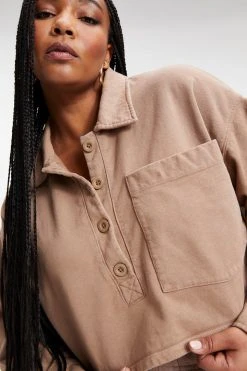 GA-SALE Sweats CROPPED FLEECE POLO | PUTTY001