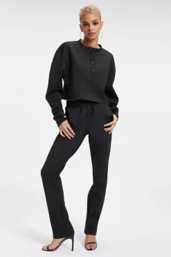 GA-SALE Sweats SCUBA CROPPED HENLEY | BLACK001