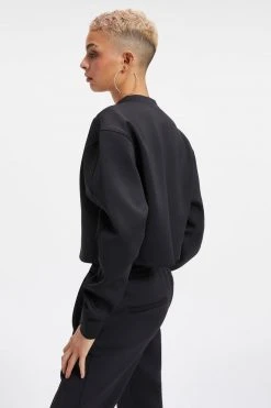 GA-SALE Sweats SCUBA CROPPED HENLEY | BLACK001