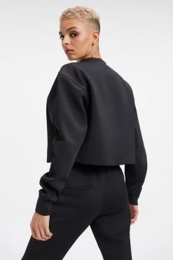 GA-SALE Sweats SCUBA CROPPED HENLEY | BLACK001