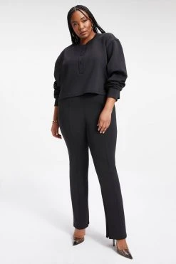 GA-SALE Sweats SCUBA CROPPED HENLEY | BLACK001