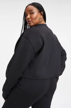 GA-SALE Sweats SCUBA CROPPED HENLEY | BLACK001