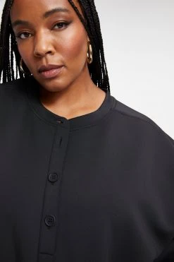 GA-SALE Sweats SCUBA CROPPED HENLEY | BLACK001