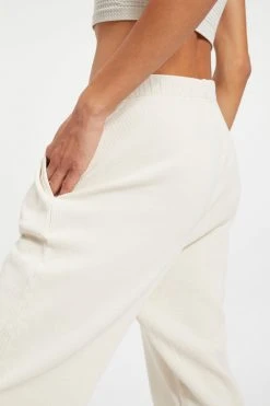 GOOD AMERICAN Sweats THERMAL BOYFRIEND SWEATPANT | BONE001