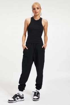 GOOD AMERICAN Sweats THERMAL BOYFRIEND SWEATPANT | BLACK001