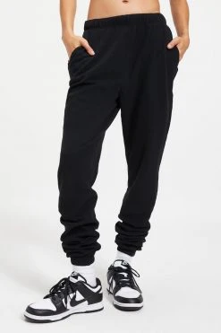 GOOD AMERICAN Sweats THERMAL BOYFRIEND SWEATPANT | BLACK001