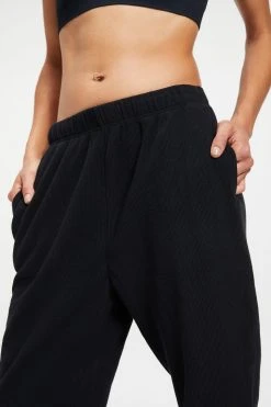 GOOD AMERICAN Sweats THERMAL BOYFRIEND SWEATPANT | BLACK001