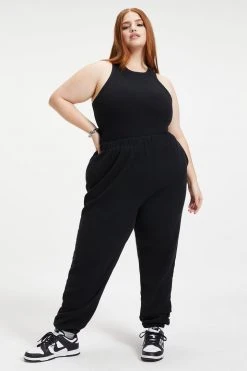 GOOD AMERICAN Sweats THERMAL BOYFRIEND SWEATPANT | BLACK001