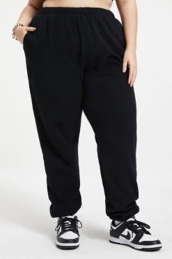 GOOD AMERICAN Sweats THERMAL BOYFRIEND SWEATPANT | BLACK001