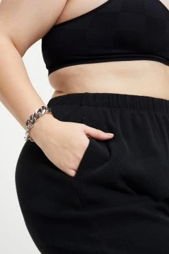 GOOD AMERICAN Sweats THERMAL BOYFRIEND SWEATPANT | BLACK001