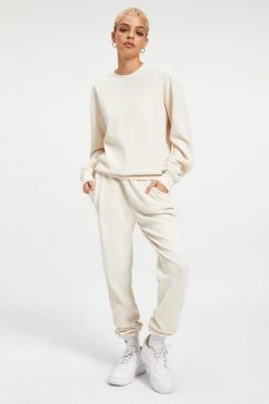 GOOD AMERICAN THERMAL BOYFRIEND SWEATSHIRT | BONE001