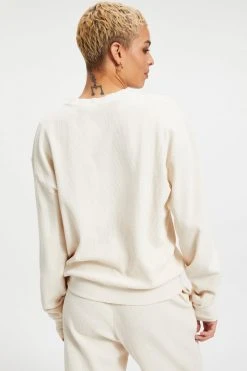 GOOD AMERICAN THERMAL BOYFRIEND SWEATSHIRT | BONE001