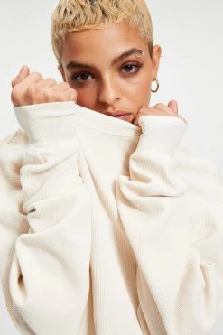 GOOD AMERICAN THERMAL BOYFRIEND SWEATSHIRT | BONE001