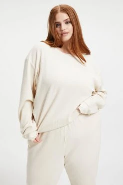 GOOD AMERICAN THERMAL BOYFRIEND SWEATSHIRT | BONE001