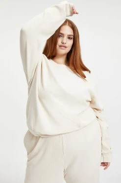 GOOD AMERICAN THERMAL BOYFRIEND SWEATSHIRT | BONE001