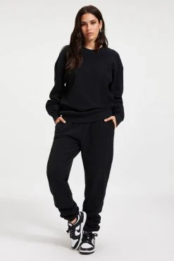 GOOD AMERICAN THERMAL BOYFRIEND SWEATSHIRT | BLACK001
