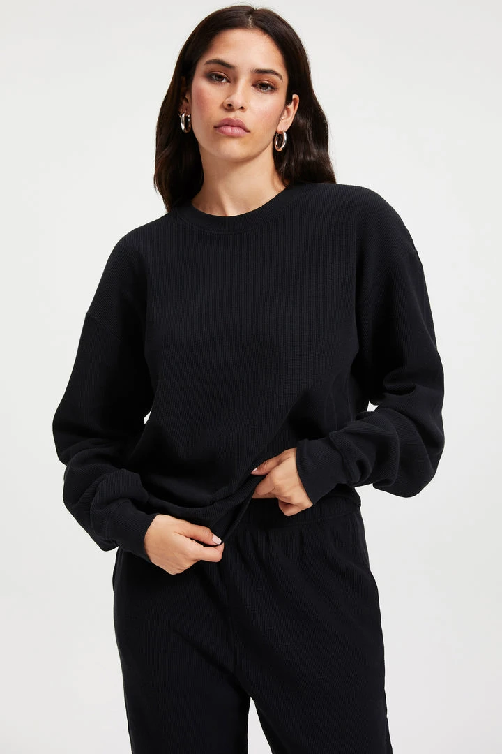 Buy ๐ GOOD AMERICAN THERMAL BOYFRIEND SWEATSHIRT | BLACK001 ๐ 1 GOOD AMERICAN THERMAL BOYFRIEND SWEATSHIRT | BLACK001