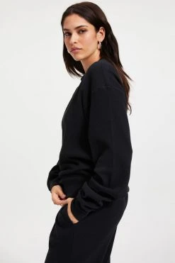 Buy ๐ GOOD AMERICAN THERMAL BOYFRIEND SWEATSHIRT | BLACK001 ๐ 15 GOOD AMERICAN THERMAL BOYFRIEND SWEATSHIRT | BLACK001