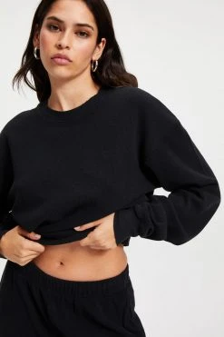 Buy ๐ GOOD AMERICAN THERMAL BOYFRIEND SWEATSHIRT | BLACK001 ๐ 17 GOOD AMERICAN THERMAL BOYFRIEND SWEATSHIRT | BLACK001