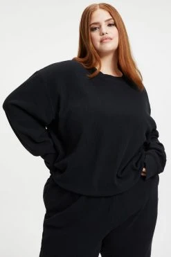 Buy ๐ GOOD AMERICAN THERMAL BOYFRIEND SWEATSHIRT | BLACK001 ๐ 21 GOOD AMERICAN THERMAL BOYFRIEND SWEATSHIRT | BLACK001