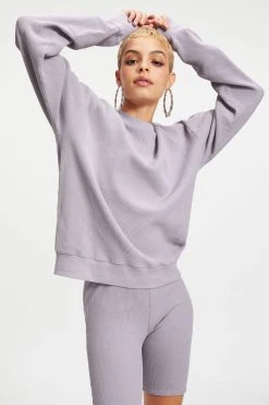 GA-SALE THERMAL BOYFRIEND SWEATSHIRT | LILAC MIST001