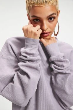 GA-SALE THERMAL BOYFRIEND SWEATSHIRT | LILAC MIST001