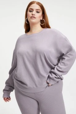 GA-SALE THERMAL BOYFRIEND SWEATSHIRT | LILAC MIST001