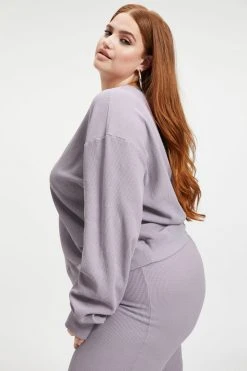 GA-SALE THERMAL BOYFRIEND SWEATSHIRT | LILAC MIST001