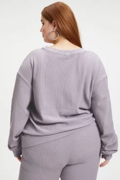 GA-SALE THERMAL BOYFRIEND SWEATSHIRT | LILAC MIST001