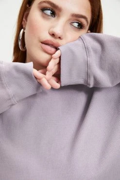GA-SALE THERMAL BOYFRIEND SWEATSHIRT | LILAC MIST001