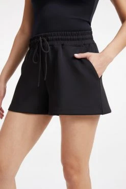 GOOD AMERICAN Shorts & Skirts SCUBA DRAWSTRING SHORTS | BLACK001