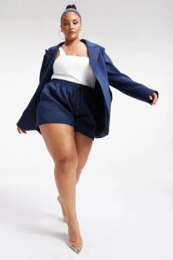 GOOD AMERICAN SCUBA DRAWSTRING SHORTS | NAVY001