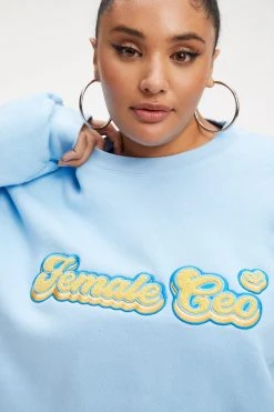 GOOD AMERICAN THE B PROJECT CEO SWEATSHIRT | LIGHT BLUE