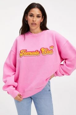 GOOD AMERICAN THE B PROJECT CEO SWEATSHIRT | LIGHT PINK