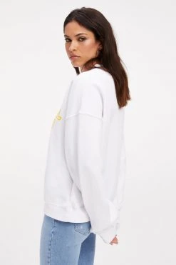 GOOD AMERICAN THE B PROJECT POWER SWEATSHIRT | WHITE