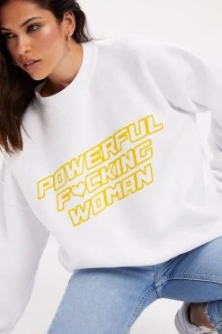 GOOD AMERICAN THE B PROJECT POWER SWEATSHIRT | WHITE