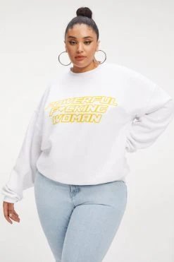 GOOD AMERICAN THE B PROJECT POWER SWEATSHIRT | WHITE