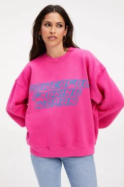 GOOD AMERICAN THE B PROJECT POWER SWEATSHIRT | HOT PINK
