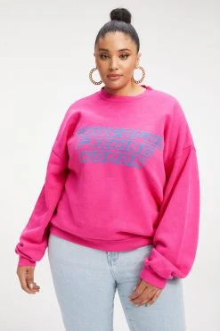 GOOD AMERICAN THE B PROJECT POWER SWEATSHIRT | HOT PINK