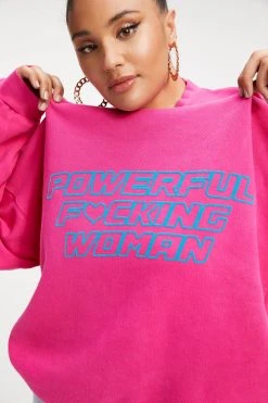 GOOD AMERICAN THE B PROJECT POWER SWEATSHIRT | HOT PINK