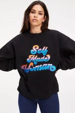 Flash Sale 🎁 GOOD AMERICAN THE B PROJECT SELFMADE SWEATSHIRT | BLACK ✨ 18 GOOD AMERICAN THE B PROJECT SELFMADE SWEATSHIRT | BLACK