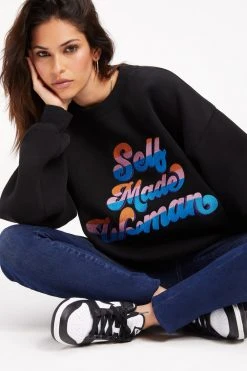 Flash Sale 🎁 GOOD AMERICAN THE B PROJECT SELFMADE SWEATSHIRT | BLACK ✨ 22 GOOD AMERICAN THE B PROJECT SELFMADE SWEATSHIRT | BLACK